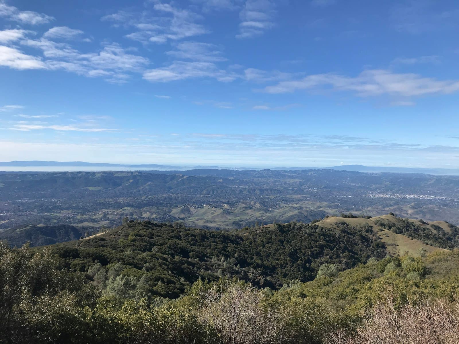 The view over the East Bay hills and valley from Mount Diablo